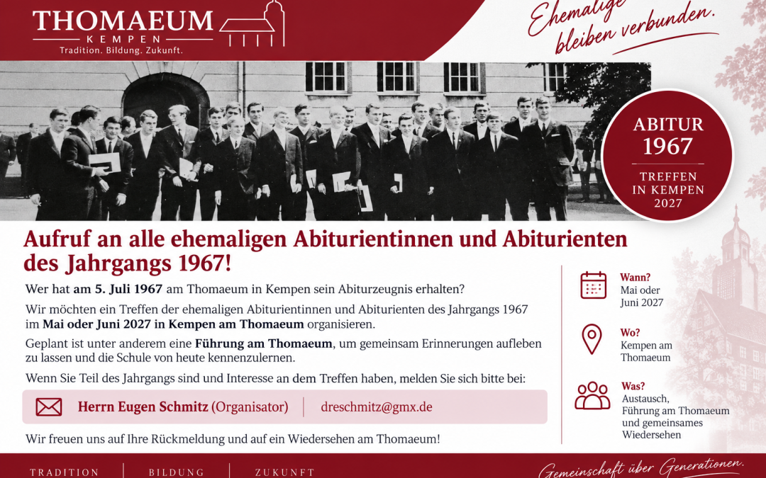 Abiturientinnen und Abiturienten des Jahrgangs 1967